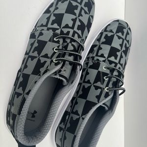 Mens size 14. Underamour black and grey slip on sneakers. Excellent!